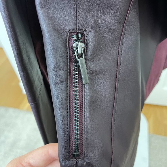 Bar III Faux-Leather Flyaway Jacket, Burgundy, Size XXS - Picture 3 of 7